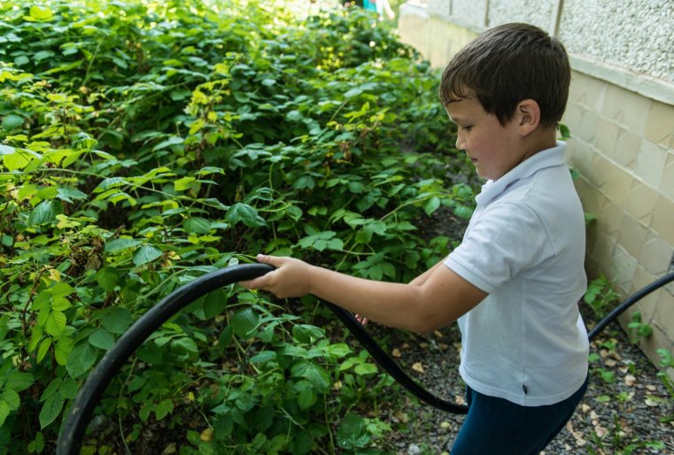 На самом деле все члены семьи задействованы в хозяйстве. Просто на днях они по приглашению с туристической поездкой собираются посетить Тараз, поэтому детям дали небольшую поблажку.